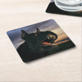 Großer, schwarzer Hund Rechteckiger Pappuntersetzer (angewinkelt)