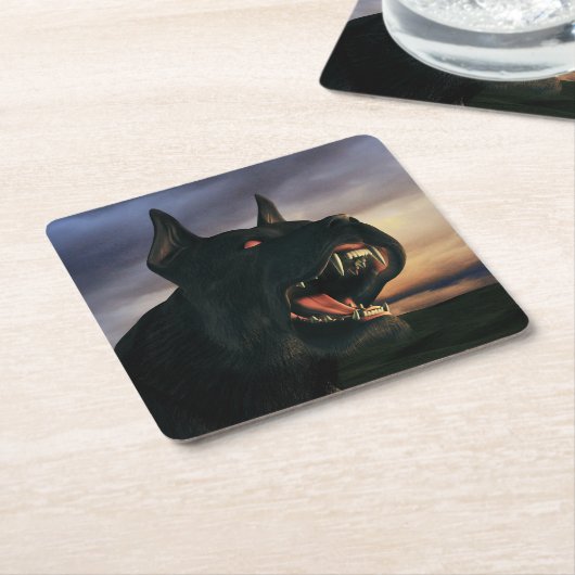Großer, schwarzer Hund Rechteckiger Pappuntersetzer (angewinkelt)