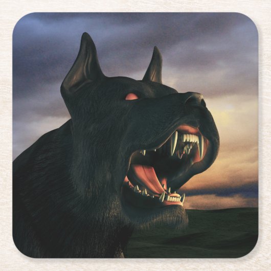Großer, schwarzer Hund Rechteckiger Pappuntersetzer (Vorderseite)