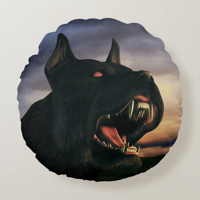 Großer, schwarzer Hund Rundes Kissen (Vorderseite)