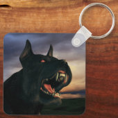 Großer, schwarzer Hund Schlüsselanhänger (Rückseite)