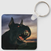Großer, schwarzer Hund Schlüsselanhänger (Rückseite)