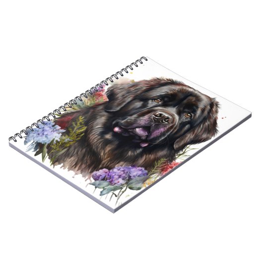 GROSSER SCHWARZER NEWFOUNDLAND HUND NOTIZBLOCK (Linke Seite)