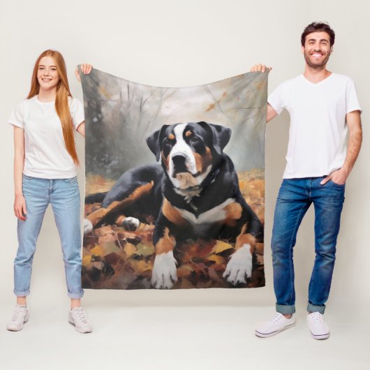 Grosser Schweizer Berg im Herbst Leaves Fall Fleecedecke (Beispiel)