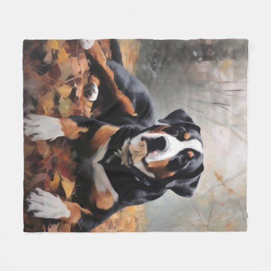 Grosser Schweizer Berg im Herbst Leaves Fall Fleecedecke (Vorderseite (Horizontal))