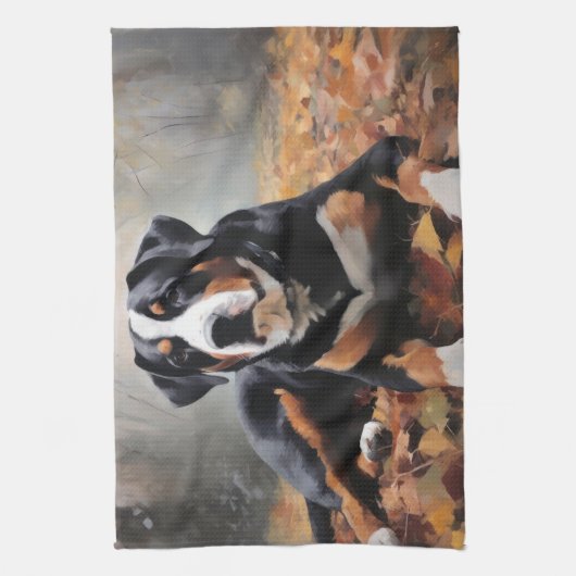 Grosser Schweizer Berg im Herbst Leaves Fall Geschirrtuch (Vertikal)