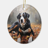 Grosser Schweizer Berg im Herbst Leaves Fall Keramik Ornament (Links)