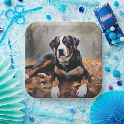 Grosser Schweizer Berg im Herbst Leaves Fall Pappteller (Party)