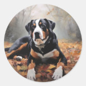 Grosser Schweizer Berg im Herbst Leaves Fall Runder Aufkleber (Vorderseite)