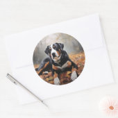 Grosser Schweizer Berg im Herbst Leaves Fall Runder Aufkleber (Umschlag)