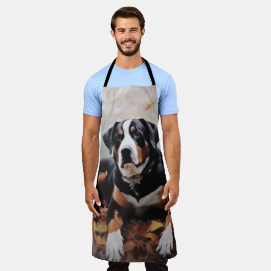 Grosser Schweizer Berg im Herbst Leaves Fall Schürze (Getragen)