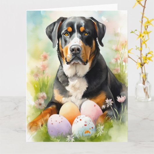 Grosser Schweizer Berg mit Ostereiern Karte (Gelbe Blume)