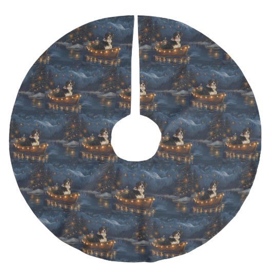 Grosser Schweizer Berg Weihnachtsfest Reise Polyester Weihnachtsbaumdecke (Vorderseite)