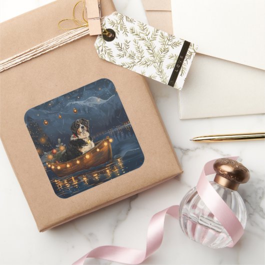 Grosser Schweizer Berg Weihnachtsfest Reise Quadratischer Aufkleber (Schenken)