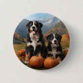 Grosser Schweizer Berggipfel Herbst Kürbisgeplänke Button (Vorderseite)