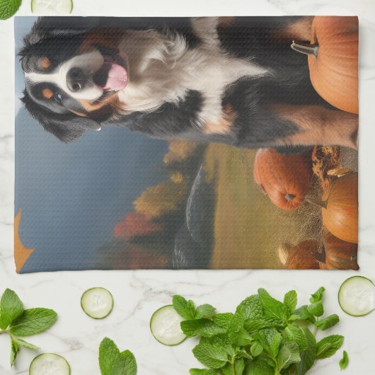 Grosser Schweizer Berggipfel Herbst Kürbisgeplänke Geschirrtuch (Gefaltet)