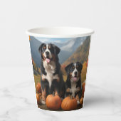 Grosser Schweizer Berggipfel Herbst Kürbisgeplänke Pappbecher (Vorderseite)