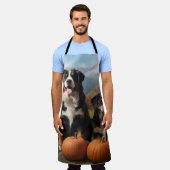 Grosser Schweizer Berggipfel Herbst Kürbisgeplänke Schürze (Getragen)