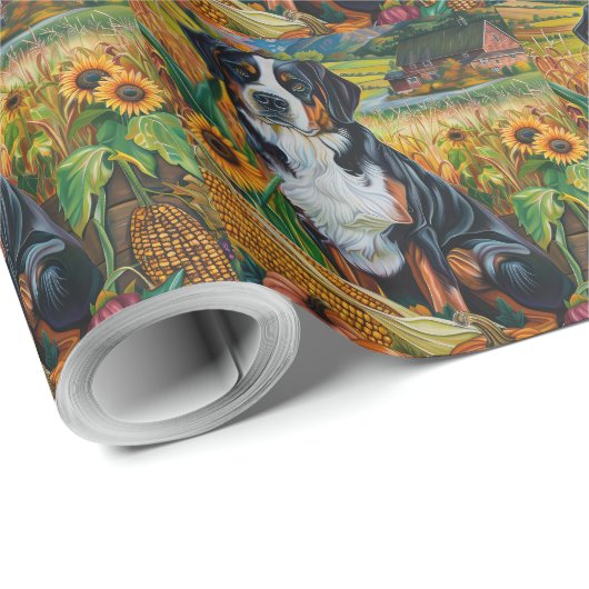 Grosser Schweizer Herbsternte Erntedank Geschenkpapier (Rolleneckpunkt)