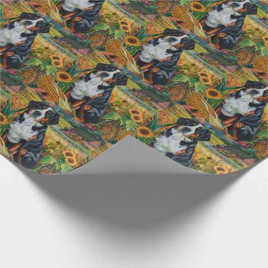 Grosser Schweizer Herbsternte Erntedank Geschenkpapier (Ecke)