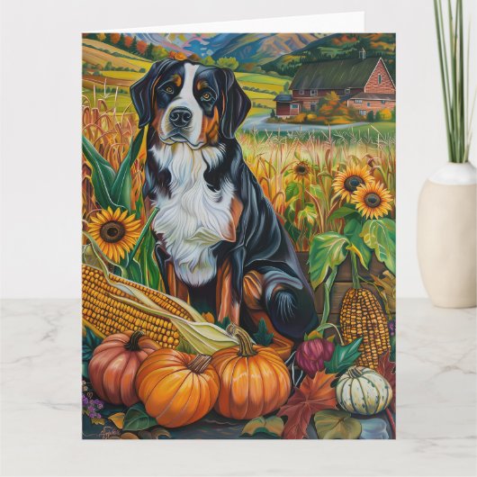 Grosser Schweizer Herbsternte Erntedank Karte (Vorderseite)