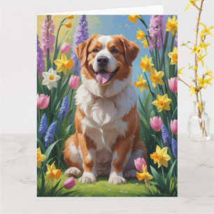 Größer Schweizer Sennenhund Frühlingsblumenmalerei Karte