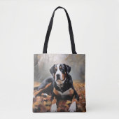 Großer Schweizer Sennenhund im Herbst, Blätter fal Tasche (Vorderseite)