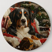 Großer Schweizer Sennenhund Weihnachtsfestlich Button (Vorderseite)