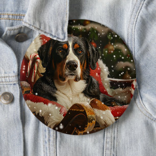 Großer Schweizer Sennenhund Weihnachtsfestlich Button