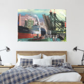 Großer Seefrachter, der durch den Jack Buffalo geh Leinwanddruck (Insitu (Schlafzimmer))