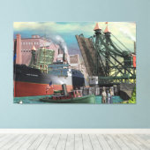 Großer Seefrachter, der durch den Jack Buffalo geh Leinwanddruck (Insitu (Holzboden))