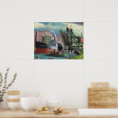 Großer Seefrachter, der durch den Jack Buffalo geh Poster (Küche)