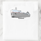 Großer Seen Frachter Calumet ex Roesch Ovaler Aufkleber (Tasche)