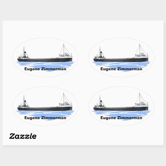 Großer Seenfrachter Eugene Zimmerman Ovaler Aufkleber (Blatt)
