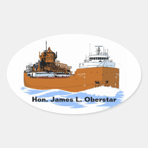 Großer Seenfrachter Hon. James L. Oberstar Ovaler Aufkleber