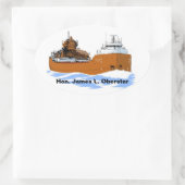 Großer Seenfrachter Hon. James L. Oberstar Ovaler Aufkleber (Tasche)