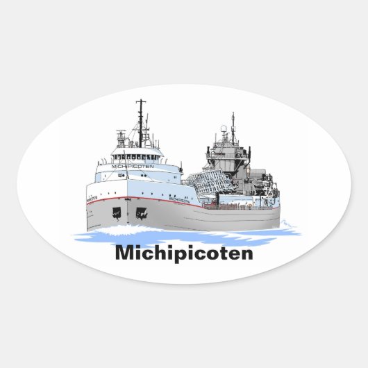 Großer Seenfrachter Michipicoten Ovaler Aufkleber (Vorderseite)