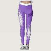 Grosser Skripttext mit weißem Punktmuster auf Past Leggings (Vorderseite)