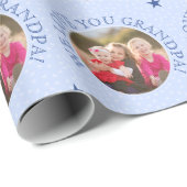 Großer Sondertext und Foto blau Geschenkpapier (Rolleneckpunkt)