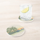 Großer Sonnenuntergang hawaiische Tiki Sandstein Untersetzer (Seite)