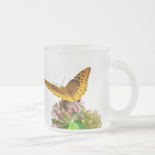 Großer Spangled Fritillary Butterfly auf Milchkwee Mattglastasse (Rechts)