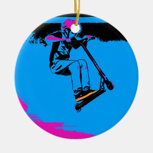 Großer Sprung - Rollerfahrer Keramik Ornament (Vorne)