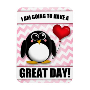 Großer Tag - Positiv, das rosa Pinguin-Magneten Magnet