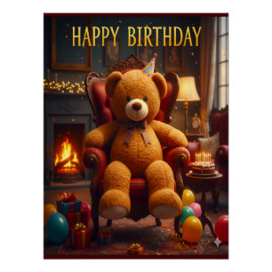 GROSSER TEDDYBÄR ZUM GEBURTSTAG POSTER