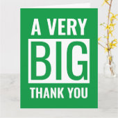 Grosser Text - ein sehr großer Dank, grün und weiß Karte (Gelbe Blume)