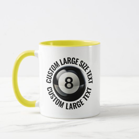 Großer Text GELB Combo 11oz Custom 8 Ball Tasse (Links)