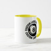 Großer Text GELB Combo 11oz Custom 8 Ball Tasse (VorderseiteRechts)