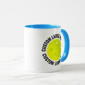 Großer Text HELLBLAU Combo 11oz Custom Pickleball Tasse (VorderseiteRechts)