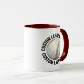 Großer Text MAROON Combo 11oz Individueller Baseba Tasse (VorderseiteRechts)