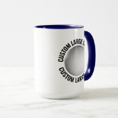 Großer Text NAVY BLAU Combo 15oz Custom Golf Tasse (VorderseiteRechts)